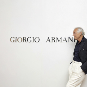 Giorgio Armani logo on white background. Simple, elegant font.