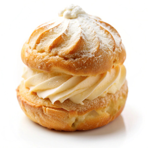 Cream puff isolated on white background