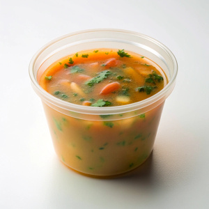 soup in a plastic bowl