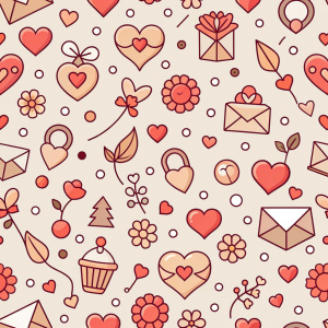 valentine day minimalist doodles for seamless pattern tile, light background