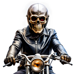 motorcycle biker skull tattoo design - perfect realistic art - high-definition - grey and black - white background 