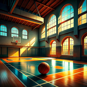 basketball inside old fashion court