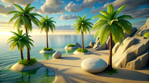 background seashore palm trees sand