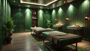 massage parlor spa in dark green colors