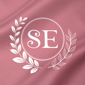 Modern logo design for Sherry Emery. Stylized 'SE' in sleek font. Rich pink backdrop, white elements.