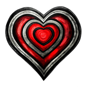 Symbol Heart. ancient art. Handmade ink drawing ideas, Black and red only. white background , 8K ,vector.