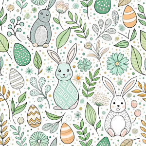 easter minimalist doodles seamless pattern tile, white ground