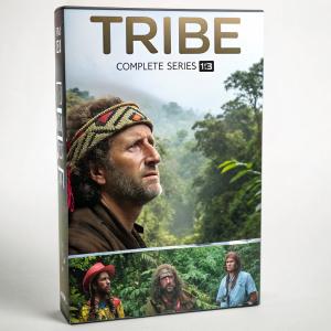 DVD box set featuring Bruce Parry and his tribe. Expedition into the Amazon rainforest. Title 'Tribe' is bold and centered. Complete series 1-3, produced by BBC