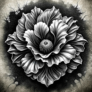 black and white, black ink, mohn blume, dark tattoo, fine art, mon flower