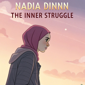 Nadia Dinnn's 'The Inner Struggle', a 2D animation project. The title is in a bold font. Color palette: soft pastels and warm gradients.