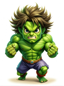  a cute hulk clipart, long hair