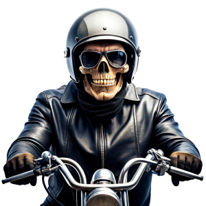 motorcycle biker skull tattoo design - perfect realistic art - high-definition - grey and black - white background 