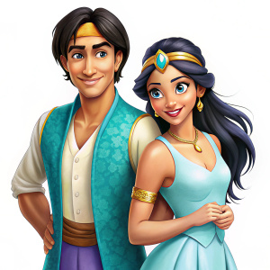 aladdin clipart, aladdin and jasmine background, for shirt, transparent, white background