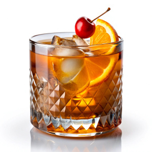 Rum Old Fashioned, cocktail, no background, only glass, no decoration