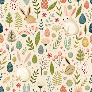 easter minimalist doodles seamless pattern tile, white ground