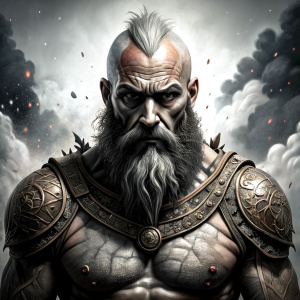 Nordic God Tyr - perfect realistic art, high-definition grey and black, white background tattoo design