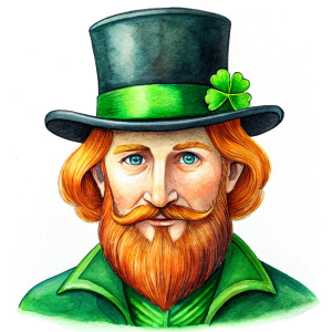 Saint Patrick's daySaint Patrick's day duende, gorro negro y treboless fondo blanco