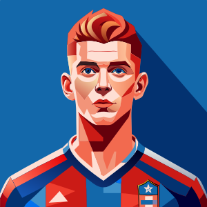 soccer player file, vector style, solid colour background, vector style