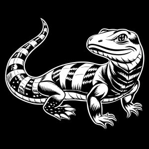 Argentine Black and White Tegu Cartoon Vector Illustration - Recraft