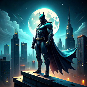 batman standing on top a building at night