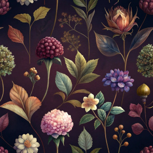 DARK BROWN  background botanic  , watercolor VINTAGE 
 image with dark brown   background , brown  VIBURNUM  , CRASPEDIA ,  ,anemone ,hollyhock ,CORTADERIA ,BRASSICA,DAUCUS ,snapdragon,celosla,gladiolus,vinca , achillea   ,astrantia ,LATHYRUS,  achillea, physalis , watercolor, dark brown  background FOR WRAPPING PAPER VINTAGE 
