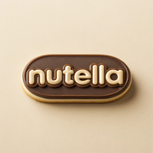 Nutella logo redesign. Sleek, modern font. Background is light beige.