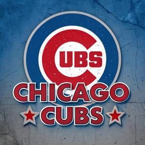 Chicago Cubs logo featuring bold 'C' in a circle, blue and red colors, with the words 'Chicago Cubs' in large font.