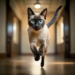 A Siamese cat, realistic, beautiful, aesthetically pleasing, full-length. in the ota jump in my foreground, 30mm lens, bright lighting

clear shot, Professional photo, HDR, HD, CGI, Canon EOS-1D X Mark || EF 24mm f/1.4L|| USM, 128k, ISO 100. 