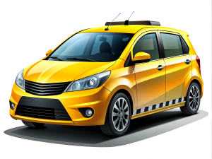 realistic vector.yellow,black,color modern taxi.high detail.random views.on white background.