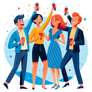 **Friends' Reunion at the Party**

A gathering of friends at the party, sharing laughter and joy in a festive atmosphere, creating memorable moments together.