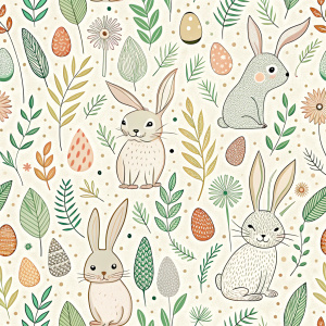 easter minimalist doodles seamless pattern tile, white ground