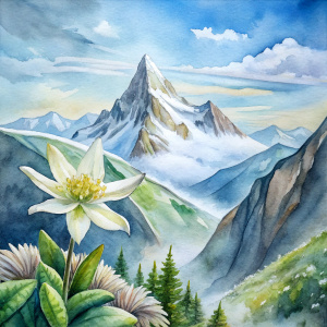 edelweiss flourishing in front of matterhorn mount