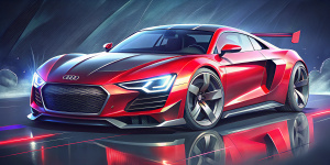 audi new concept sports car is a sleek, sleek, and futuristic, concept ar, concept, concept car, futuristic concept car, futuristic product car shot, modern car design, stunning high tech, cinematic front shot, futuristic cars, very futuristic, futuristic design, car design, automotive design art, inspiring, sportscar, front profile shot, with sleek lines and a powerful,oil painting 8K, oil painting 8K, extremely detailed oil image