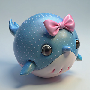 A little whale with bows on her ears.