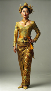 full body, Bali kebaya, batik, fashion style, feminine pose