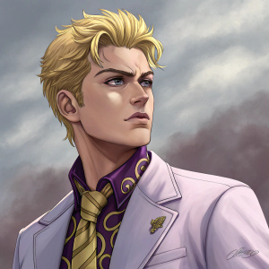 Incredible digital art depicting Kira Yoshikage from JoJo's Bizarre Adventure. The sculpture stands out with intricate details.