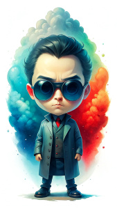 cartoon graffiti comics cute 'matrix movie'  character, 12k, splash color, smoke color, high quality, white background, colorful 