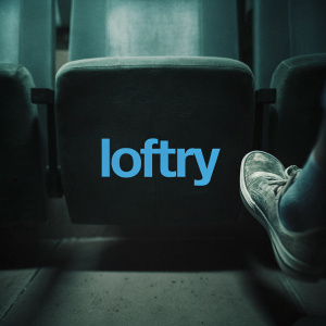 Loftry's logo design showcases the company name in sleek, contemporary font on a soft, off-white backdrop. The vibrant blue text contrasts sharply. The layout emphasizes simplicity and modernity, focusing on the brand name as the central element. The color palette is minimalistic.