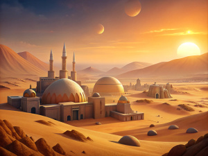 desert landscape Tatooine flat design star wars