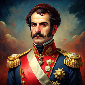 Jose de Canterac militar español con bigote y una banda roja. año 1820