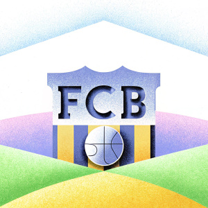 Modern logo design for Barcelona FC. Bold typography with integrated soccer ball element