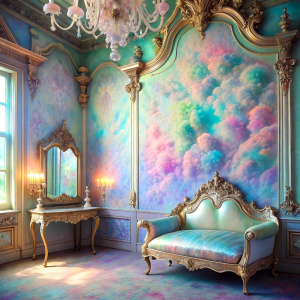 close pastel real antique bedroom  The Bioluminescent phenomenon ultra heavy glitter light  pastel colorful Vinyl Oil Slick light pastel Holographic                      
      