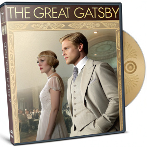 DVD cover of 'The Great Gatsby' adaptation featuring Robert Redford and Mia Farrow. Classic film aesthetic with muted tones