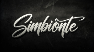 written simbionte in white with black background