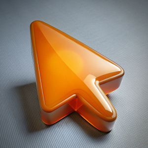 glass orange 3D cursor on a transparent background