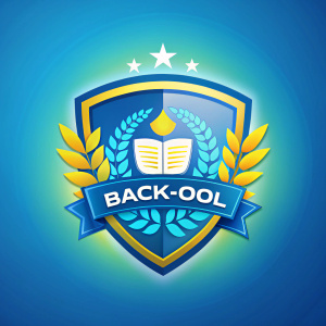 logo de regreso a clases colores azules claros y amarillos intensos