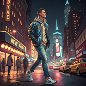 Cristiano Ronaldo, dressed in casual wear, enjoying a night out in New York City.