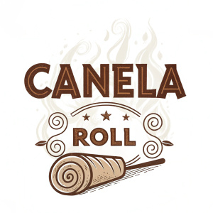 Logo featuring bold 'Canela' text in warm brown, intertwined with spiral image of Canela Roll, subtle smoke effects emanating from center, minimalistic and straightforward design.