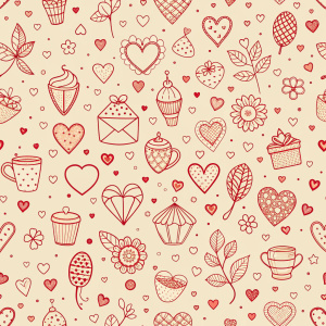 valentine day minimalist doodles for seamless pattern tile, light background