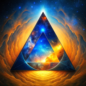 Perfect triangle, with texture of the inner universe iside the triangle